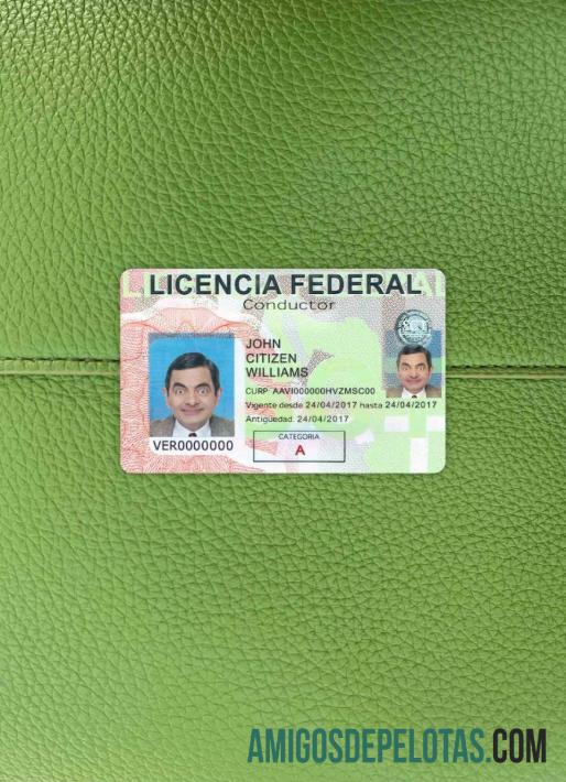 Carteira de motorista do México fotolook frente modelo